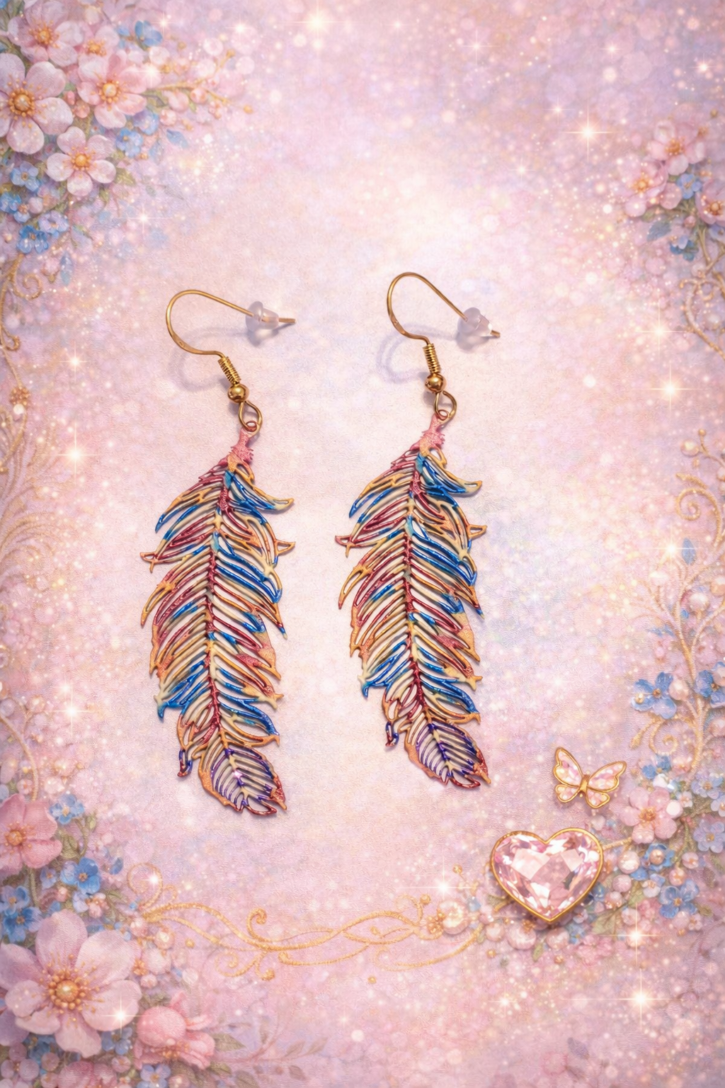 Boucles d'oreilles plumes de paon